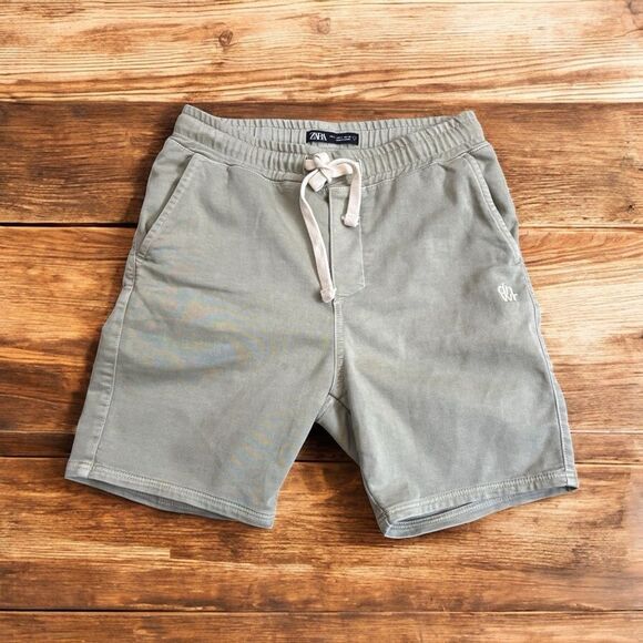 Zara Men's casual soft Greige Shorts DNWR embroidery small - Picture 1 of 5